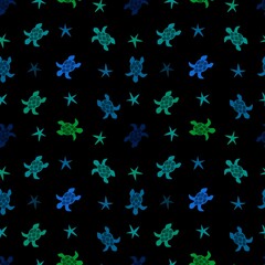 Animals cartoon seamless turtle and water ocean waves pattern for wrapping paper and linens and fabrics