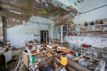 Old abandoned post-Soviet coal power plant in Hungary near Budapest