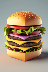 Plastic model of a hamburger. Generative AI