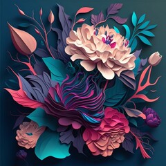 Low poly geometric flowers