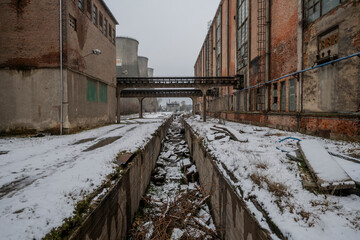 Old abandoned post-Soviet coal power plant in Hungary near Budapest