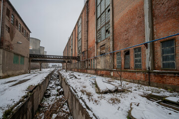 Old abandoned post-Soviet coal power plant in Hungary near Budapest