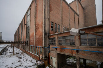 Old abandoned post-Soviet coal power plant in Hungary near Budapest