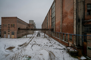 Old abandoned post-Soviet coal power plant in Hungary near Budapest