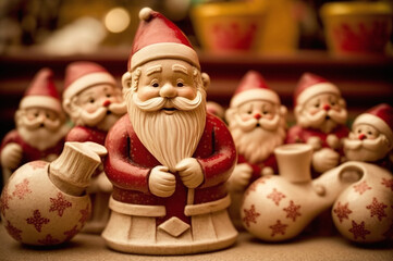 Fototapeta premium Santa claus figurines decorations holiday decor