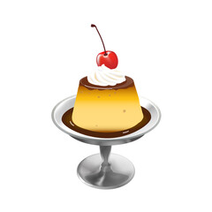 昭和レトロ：ステンレス皿の上の昔プリン