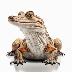 Obraz premium Crocodile in front of a white background, ai