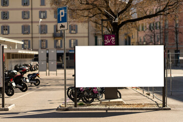Wide-format billboard on a street in Switzerland, in Ticino, Lugano	
