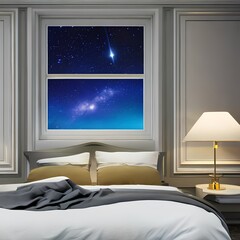 A bedroom with a view of the night sky2, Generative AI