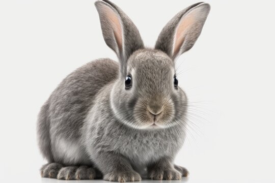 A picture of a gray bunny on a white background that can be digitally printed and used to make custom wallpaper. Generative AI