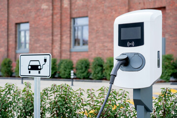 e-car charging station, e-car charge point or electric vehicle supply equipment (EVSE) with...