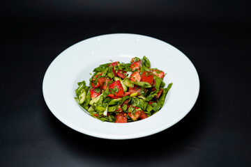 Afghan Salad, Farmer Salad Special Isolated on Black Background