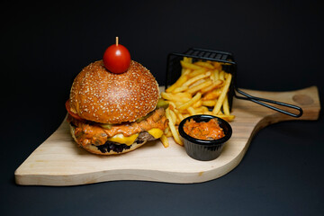 hamburger on the table isolated