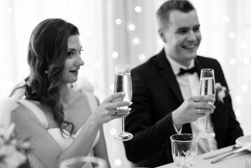 portrait of the newlyweds at the presidium