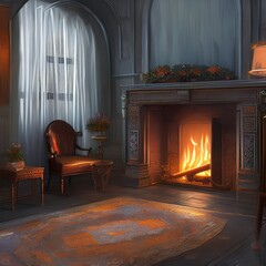 A room with a fireplace1, Generative AI