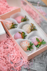 Matcha coffee and coffee with strawberries and white chocolate