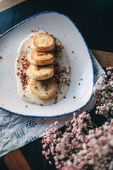 a plate of chesse pancakes Ukrainian syrniki