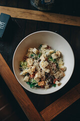 salad with vegetable cheese and chicken