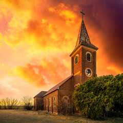 church at sunset