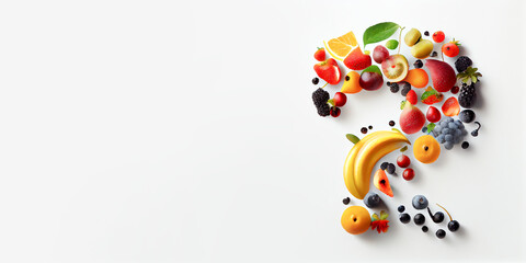 Question mark made with fruit and vegetables; healthy eating concepts, made with generative AI