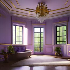 A room with light purple walls and a white ceiling1, Generative AI