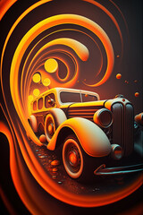 Car in abstract background illustration, Generative AI