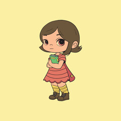 A cute little girl holding a book in her hands