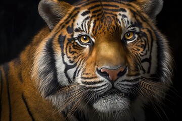 Obraz na płótnie Canvas Detail Portrait of a Siberian tiger (Panthera Tigris altaica). Generative AI