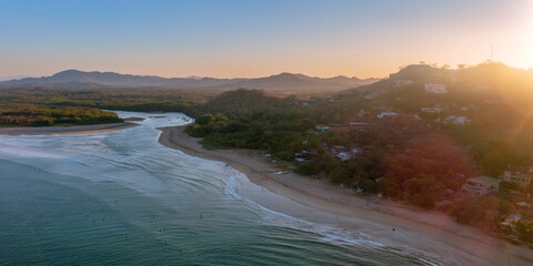 Early morning Aerial view of the town of Tamarindo in Costa Rica