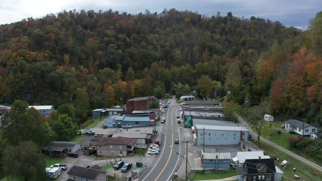 Gilbert, West Virginia - aerial footage of small town in Appalachia