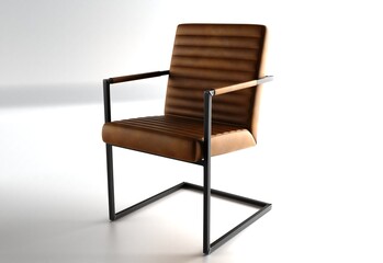 Brown leather office chair isolated, 3d rendering.