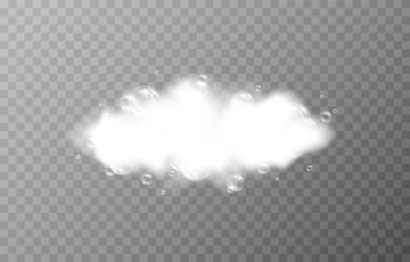 Vector foam with bubbles on an isolated transparent background. Foam, bubbles png. Detergent png. Shampoo, bath foam.