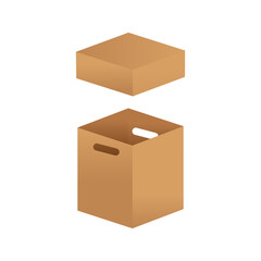 Cardboard box. Office with handles. cardboard box isolated on white