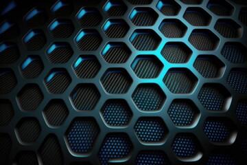 Futuristic carbon fiber background pattern, black and blue. 3d rendering, AI