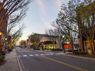 early morning in downtown old town rock hill sc