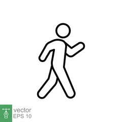 Walk line icon. Simple outline style. Pedestrian, man, pictogram, human, side, walkway concept symbol. Vector illustration isolated on white background. EPS 10.
