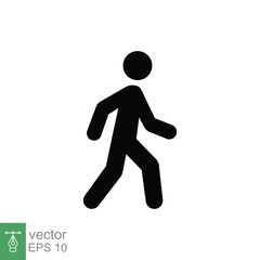 Fototapeta na wymiar Walk icon. Simple solid style. Pedestrian, walking man, pictogram, human, side, walkway concept. Black silhouette, glyph symbol. Vector illustration isolated on white background. EPS 10.