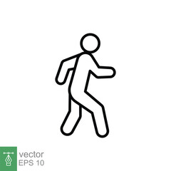 Walk line icon. Simple outline style. Pedestrian, man, pictogram, human, side, walkway concept symbol. Vector illustration isolated on white background. EPS 10.