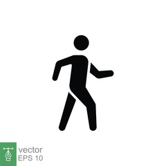 Walk icon. Simple solid style. Pedestrian, walking man, pictogram, human, side, walkway concept. Black silhouette, glyph symbol. Vector illustration isolated on white background. EPS 10.