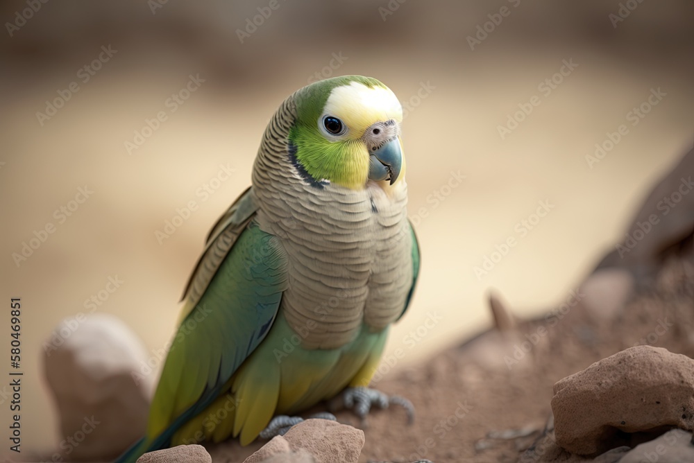 Poster focus-selected image of a stunning monk parakeet generative ai