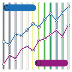 Business template with color graph. Business success. Growth stock diagram financial graph. Vector illustration.