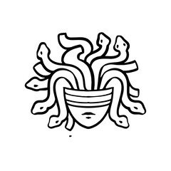 Vector Illustration of Hand drawn Medusa Head Line Drawing