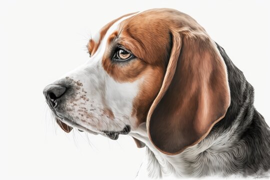 beautiful beagle dog on white background. Generative AI