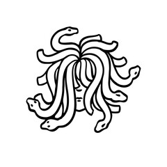 Vector Illustration of Hand drawn Medusa Head Line Drawing