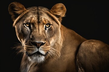 Plakat a picture of a female lioness. Generative AI