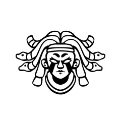 Vector Illustration of Hand drawn Medusa Head Line Drawing