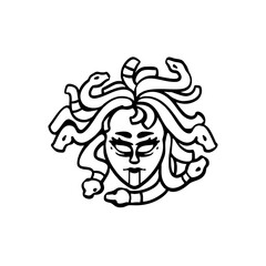 Vector Illustration of Hand drawn Medusa Head Line Drawing
