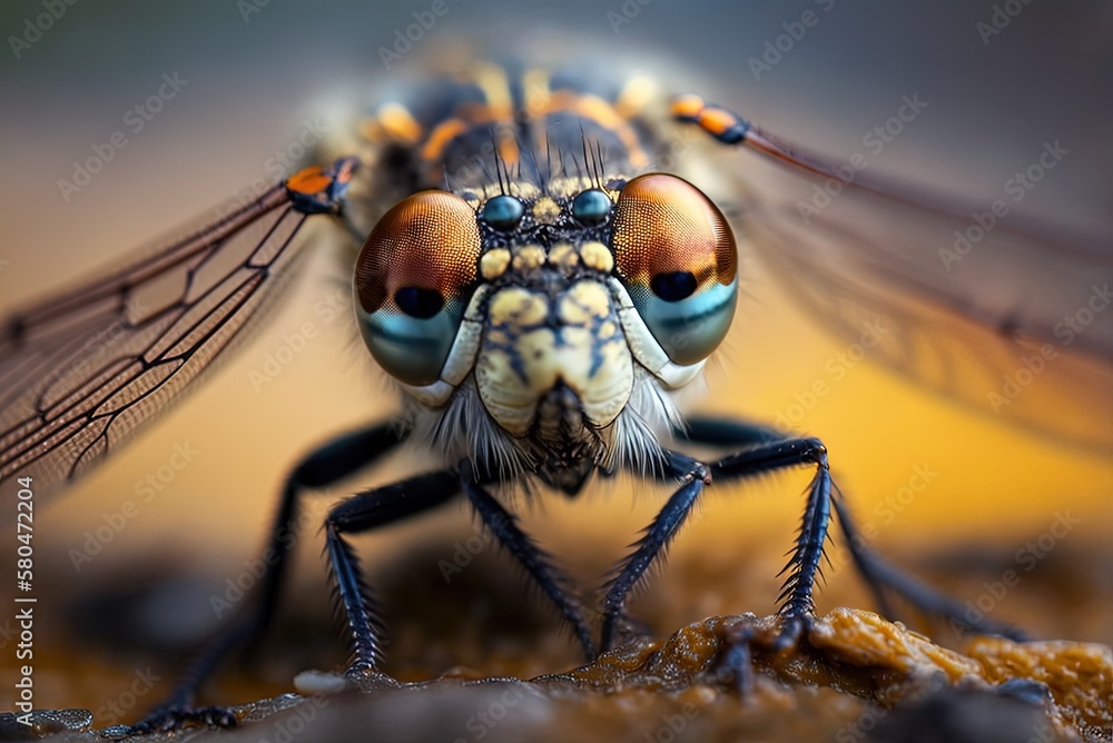 Poster image of a dragonfly taken with a focus filter generative ai