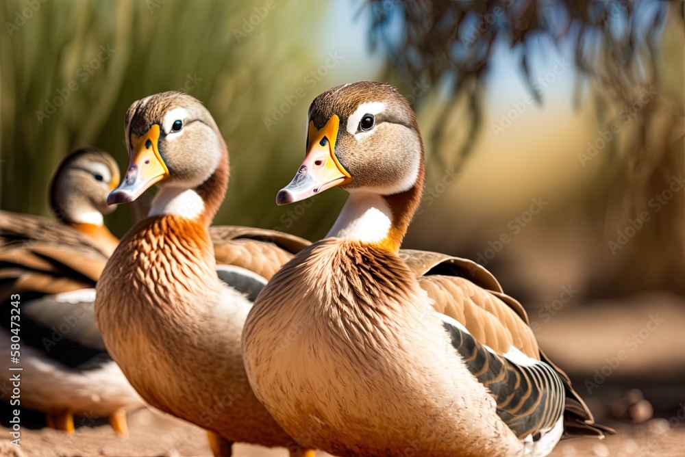 Poster close-up of ducks with a shallow depth of field at spain's tablas de daimiel national park generativ