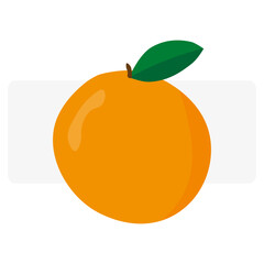 icon with cartoon orange. Organic food. Vector illustration.